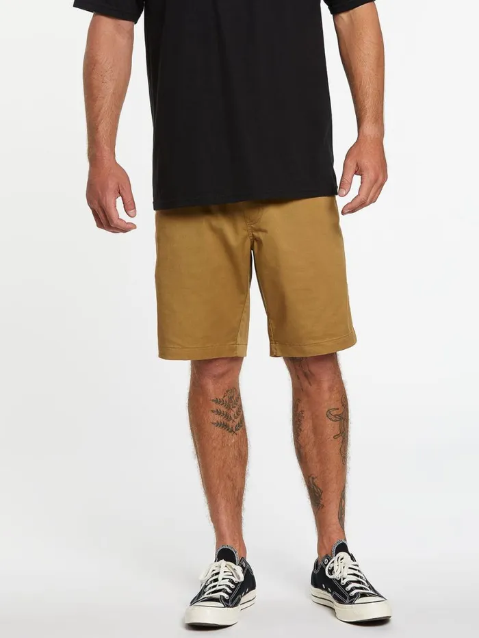 Frickin Elastic Waist Shorts 8211 Dark Khaki Mens Volcom Shorts