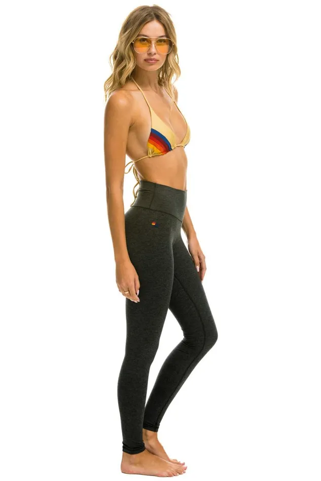 Full Length HiRise Bolt Leggings 8211 Charcoal Gold Women Aviator Nation Leggings