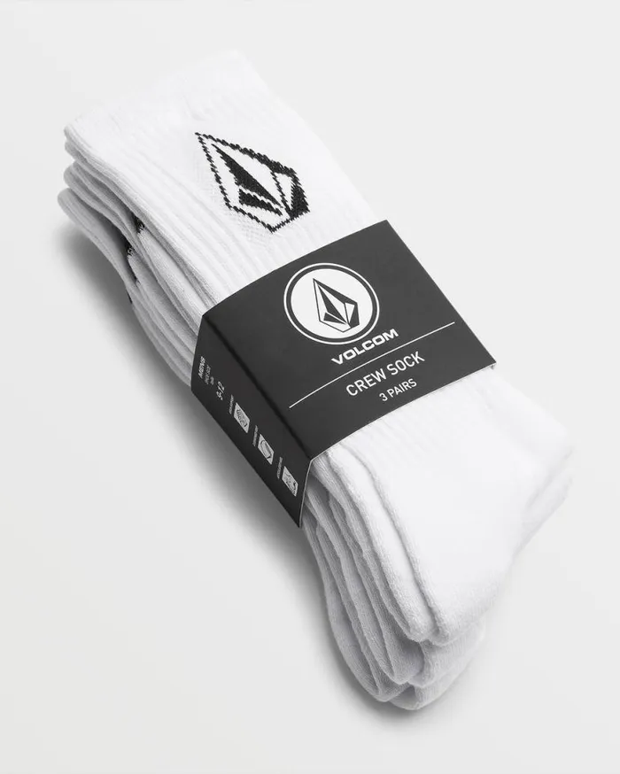 Full Stone Sock 3 Pack 8211 White Mens Volcom Golf
