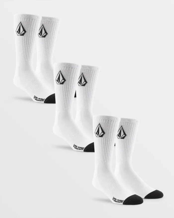 Full Stone Sock 3 Pack 8211 White Mens Volcom Golf