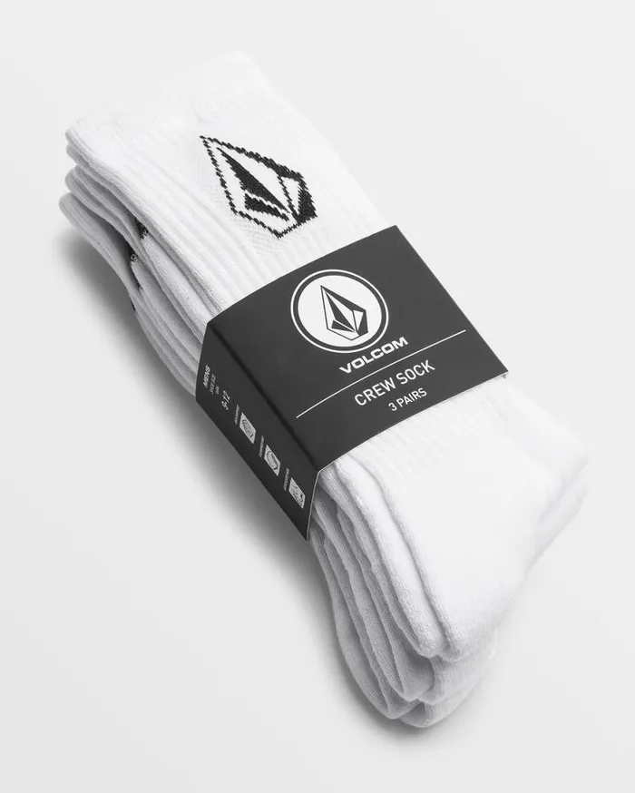Full Stone Sock 3 Pack 8211 White Mens Volcom Golf