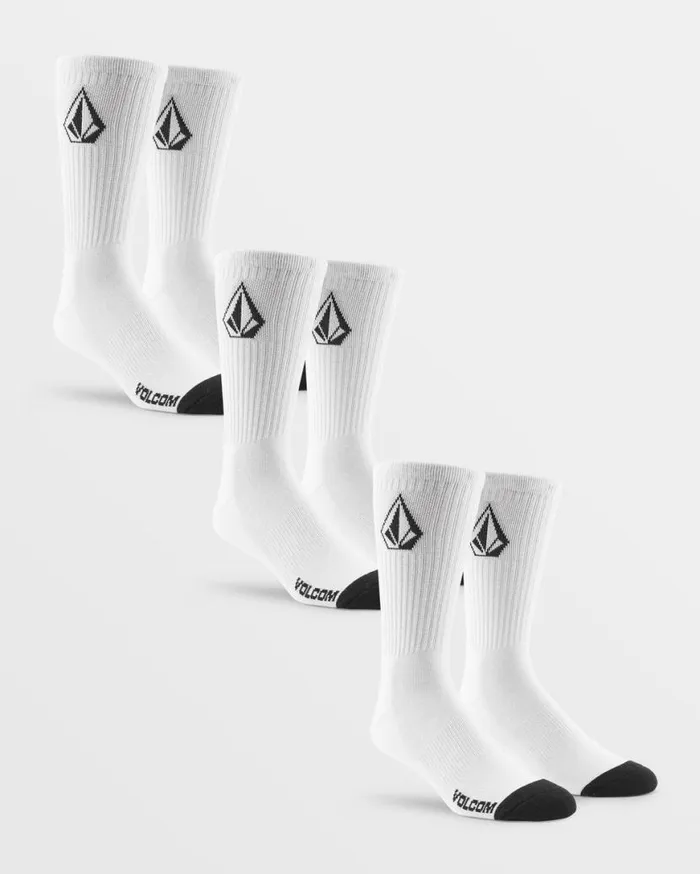 Full Stone Sock 3 Pack 8211 White Mens Volcom Golf