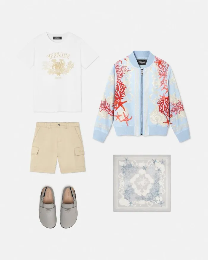 Gabardine Logo Baby Shorts Beige Children Versace Clothing