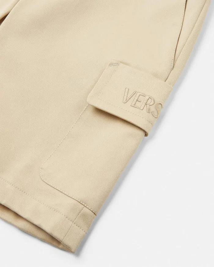 Gabardine Logo Baby Shorts Beige Children Versace Clothing