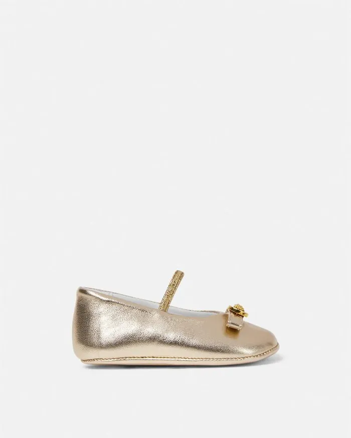 Gianni Ribbon Baby Metallic Ballerinas Gold Children Versace Shoes and First Steps
