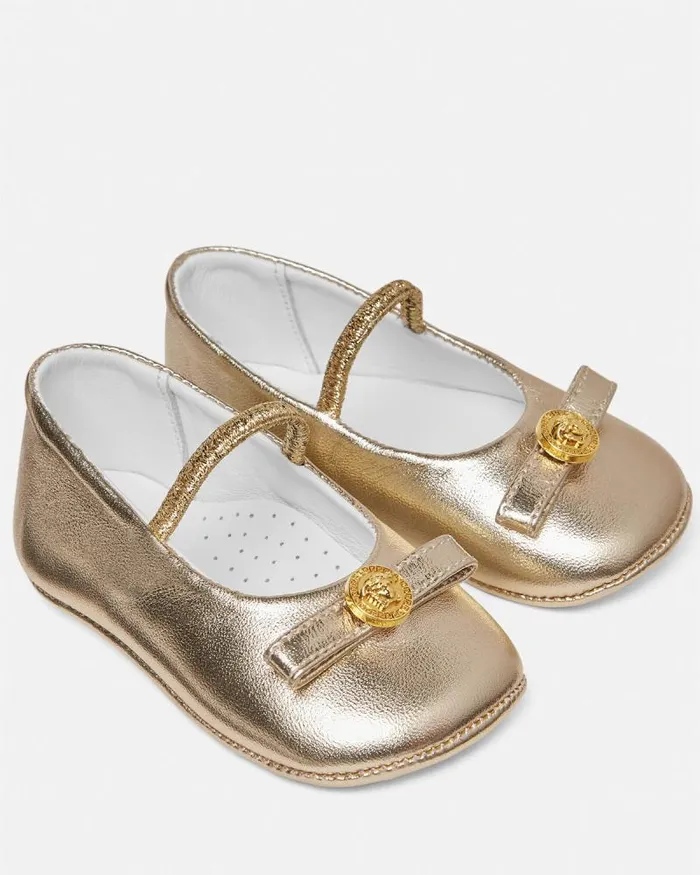 Gianni Ribbon Baby Metallic Ballerinas Gold Children Versace Shoes and First Steps