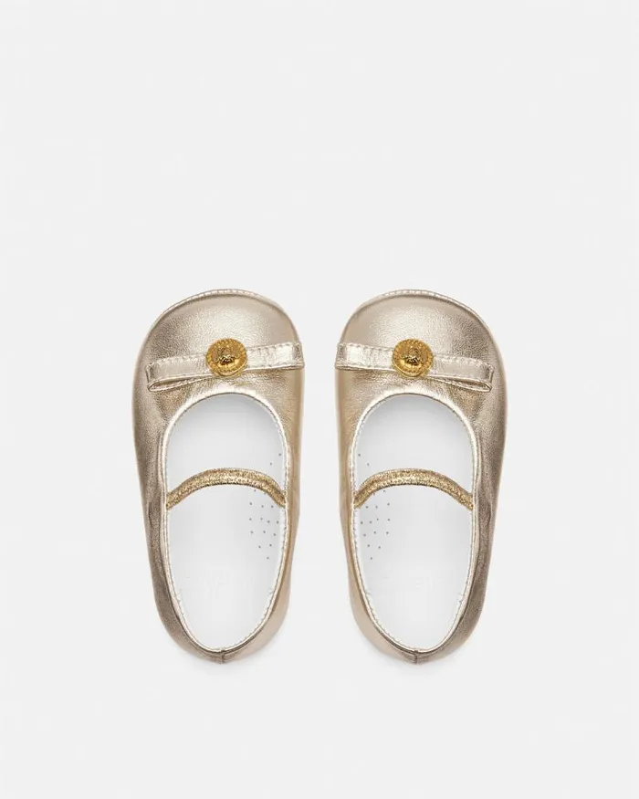 Gianni Ribbon Baby Metallic Ballerinas Gold Children Versace Shoes and First Steps