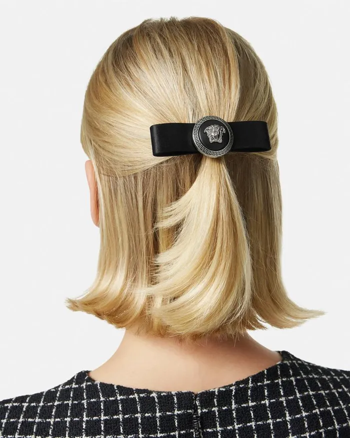 Gianni Ribbon Hair Clip Black Women Versace Hair Accessories