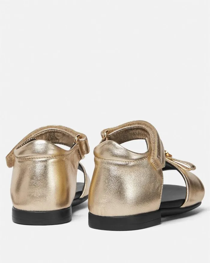 Gianni Ribbon Metallic Baby Sandals Gold Children Versace Shoes