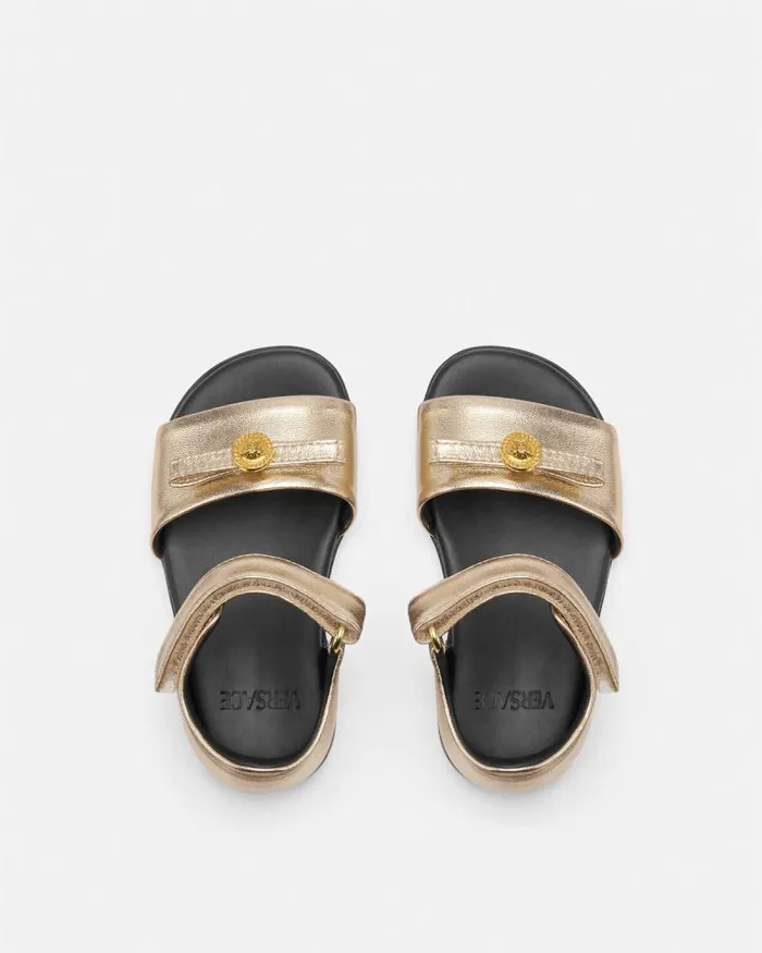 Gianni Ribbon Metallic Baby Sandals Gold Children Versace Shoes