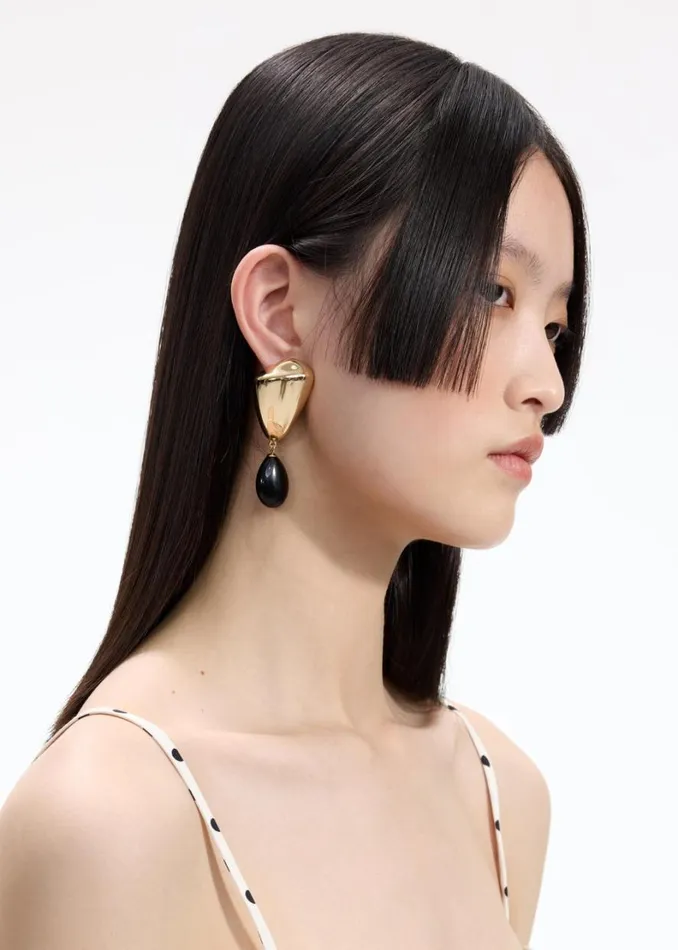 Gold Droplet Earrings Women Self Portrait Accessories Gold Droplet Earrings Women Self Portrait Accessories