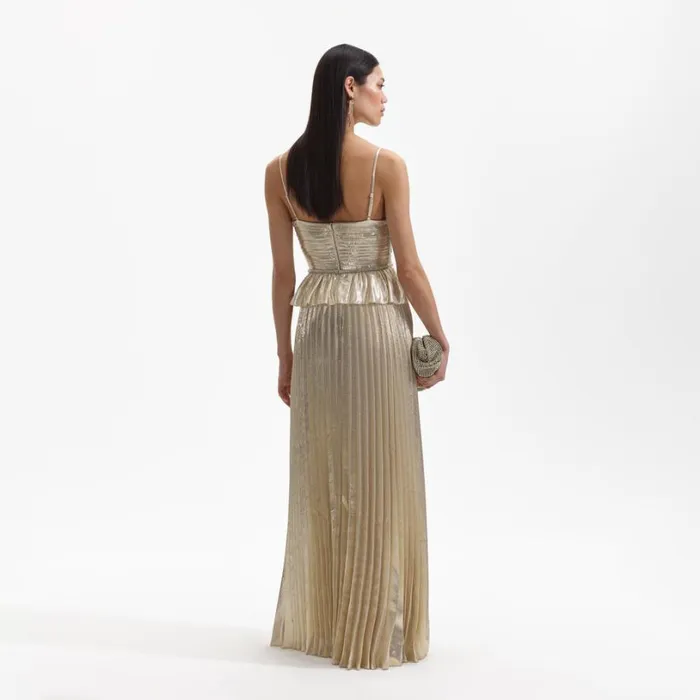 Gold Metallic Maxi Dress Women Self Portrait Dresses Gold Metallic Maxi Dress Women Self Portrait Dresses