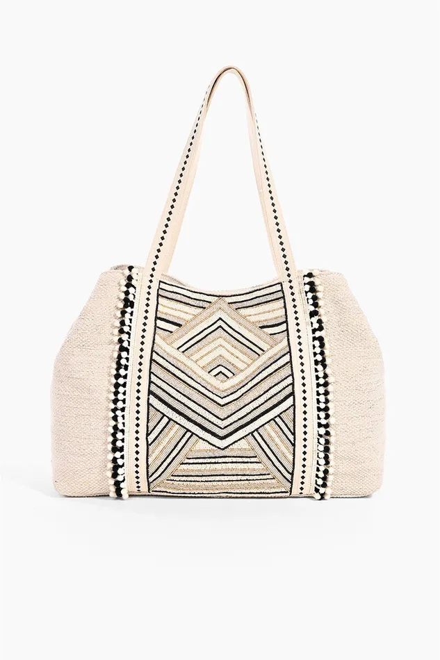 Golden Glam Hand Beaded Metallic Tote Beach Bags America and Beyond Women