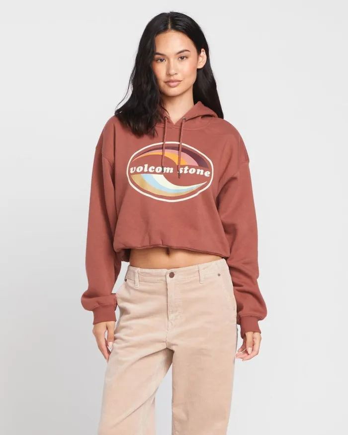Good Things Fleece Hoodie 8211 Chestnut Brown Womens Volcom Hoodies and Sweatshirts