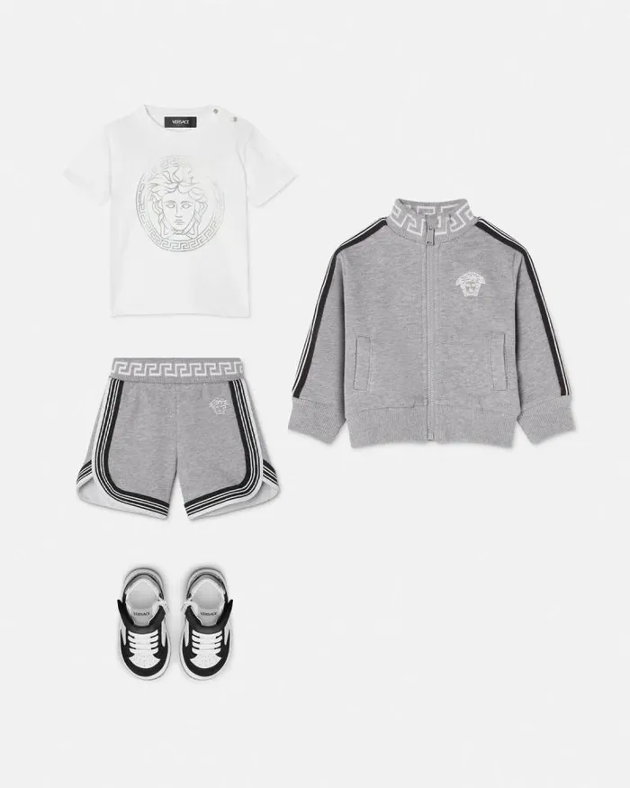 Greca Baby Sweat Shorts Gray Children Versace Clothing