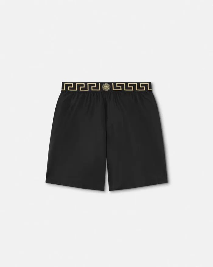 Greca Border Boardshorts Black Men Versace Swimwear