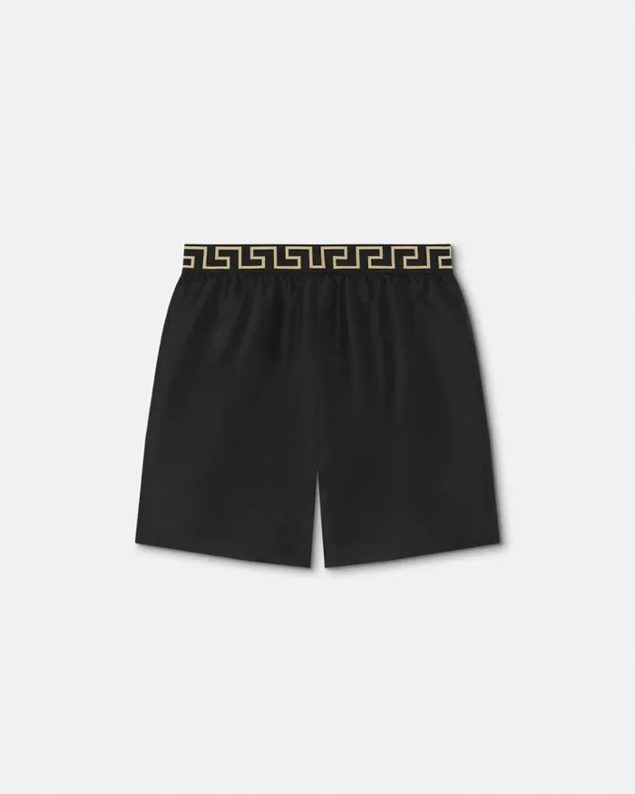 Greca Border Boardshorts Black Men Versace Swimwear
