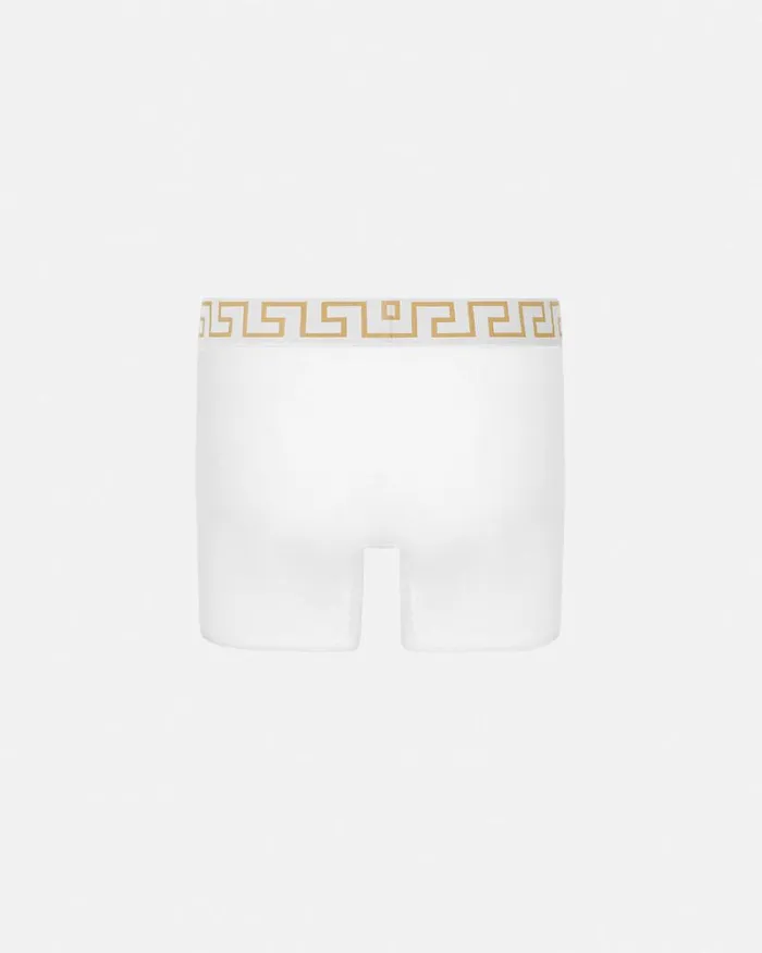 Greca Border Long Trunks White Men Versace Boxers