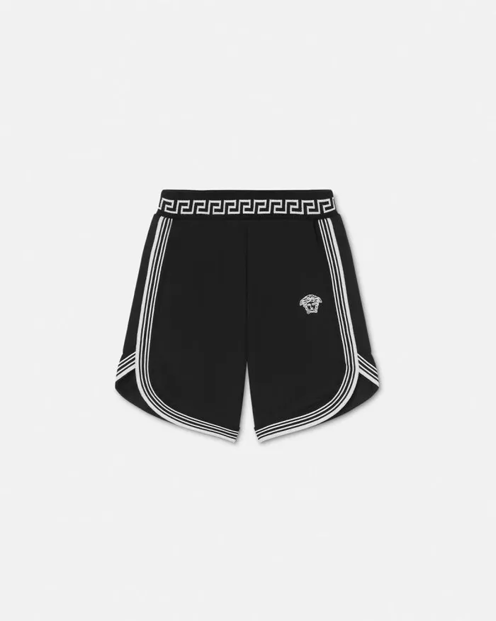 Greca Kids Sweat Shorts Black Children Versace Clothing