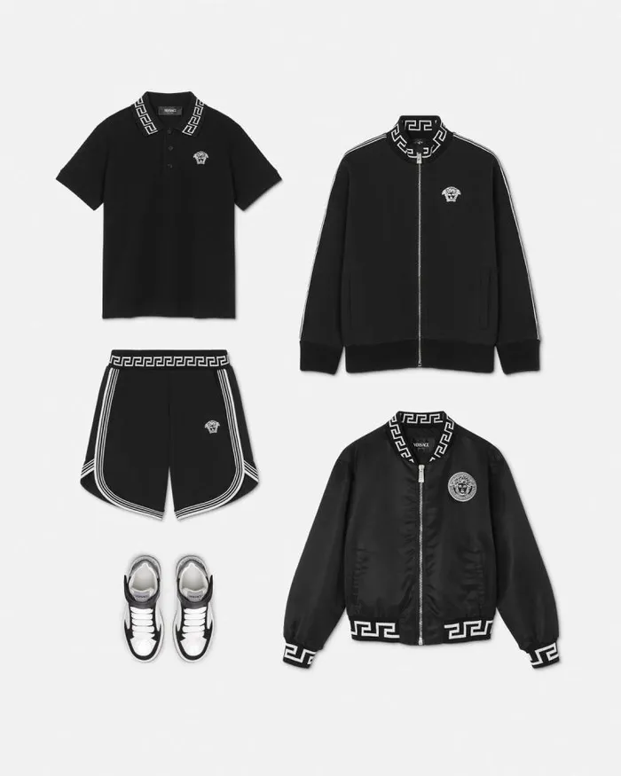 Greca Kids Sweat Shorts Black Children Versace Clothing