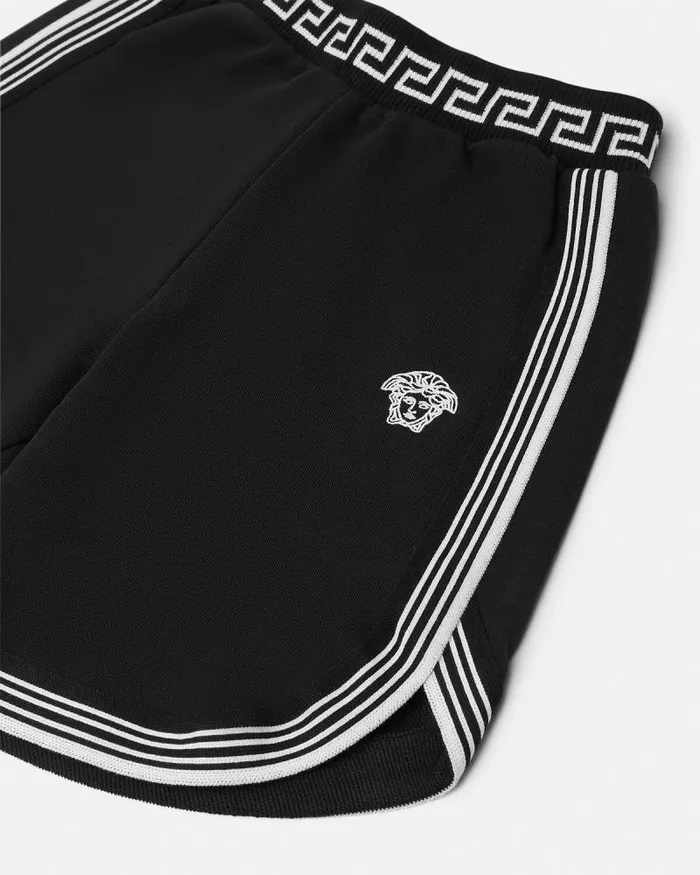 Greca Kids Sweat Shorts Black Children Versace Clothing