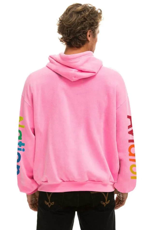 Haight Ashbury Relaxed Pullover Hoodie 8211 Neon Pink WomenMen Aviator Nation Hoodies