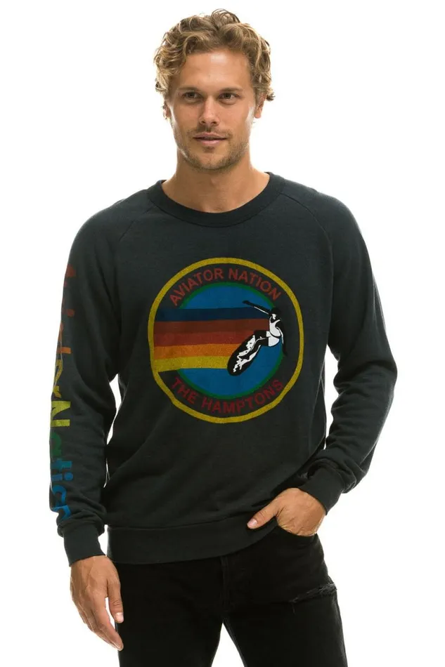 Hamptons Crew Sweatshirt 8211 Charcoal WomenMen Aviator Nation Sweatshirts