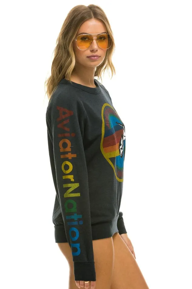 Hamptons Crew Sweatshirt 8211 Charcoal WomenMen Aviator Nation Sweatshirts