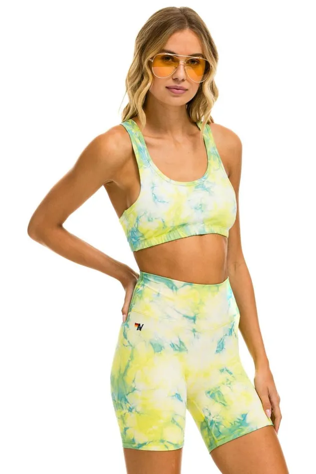 Hand Dyed Sports Bra 8211 Tie Dye Neon Yellow Women Aviator Nation Sports Bras