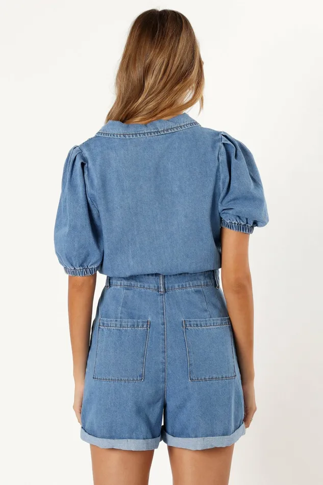 Harry Romper Medium Denim Jumpsuits and Rompers Petal and Pup Women