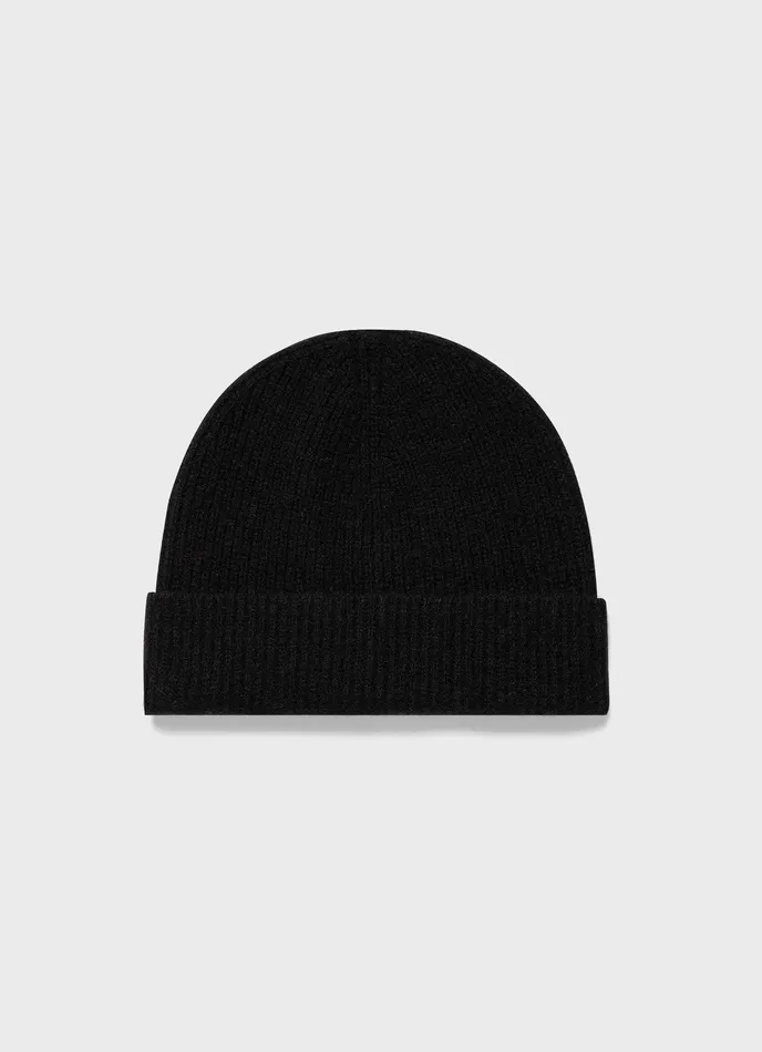 Hats Scarves and Gloves ussunspel MenWomen Cashmere Ribbed Hat Black