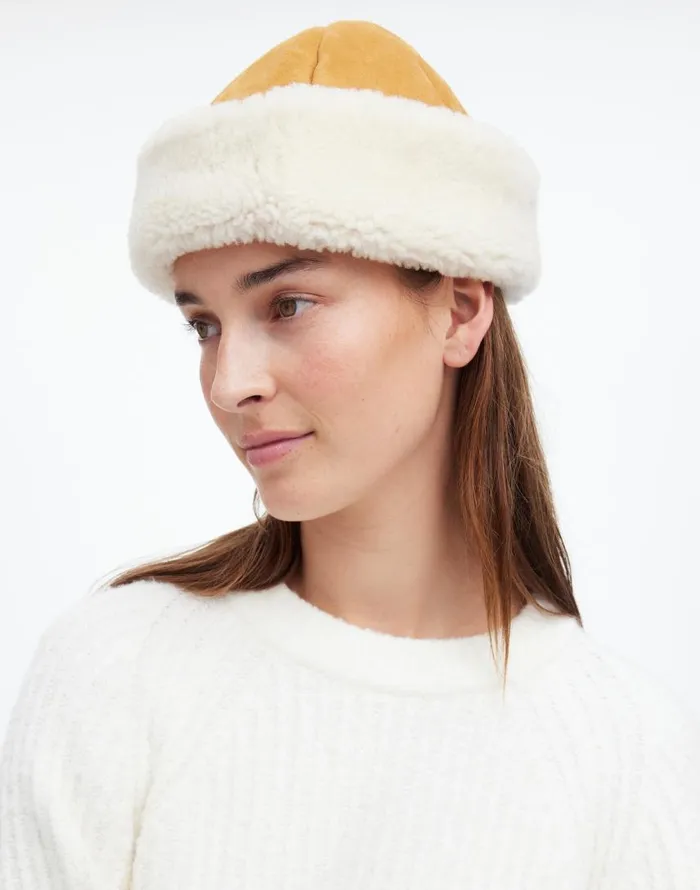 Hats Women Madewell Owen Barry Sheepskin Hat Brandy Cream