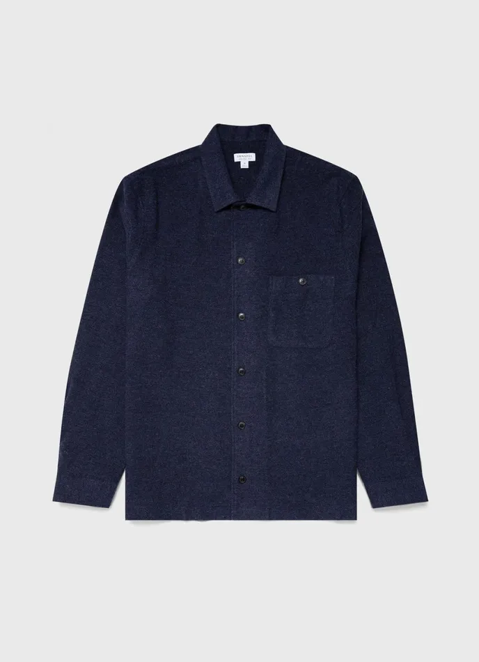 Heavy Flannel Overshirt Light Navy Men SUNSPEL Shirts