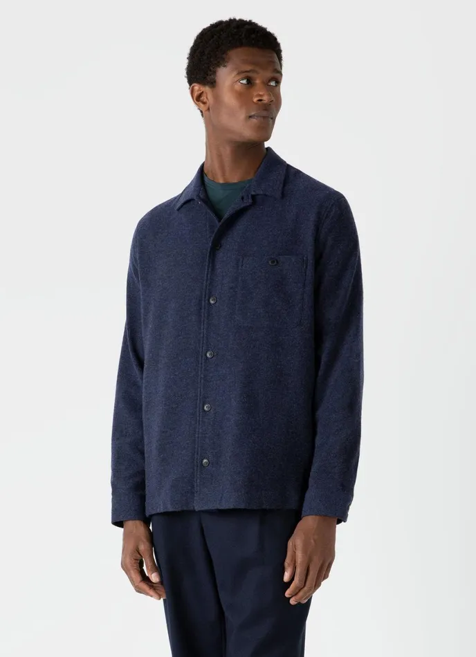 Heavy Flannel Overshirt Light Navy Men SUNSPEL Shirts