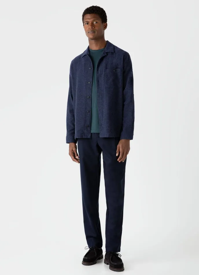 Heavy Flannel Overshirt Light Navy Men SUNSPEL Shirts