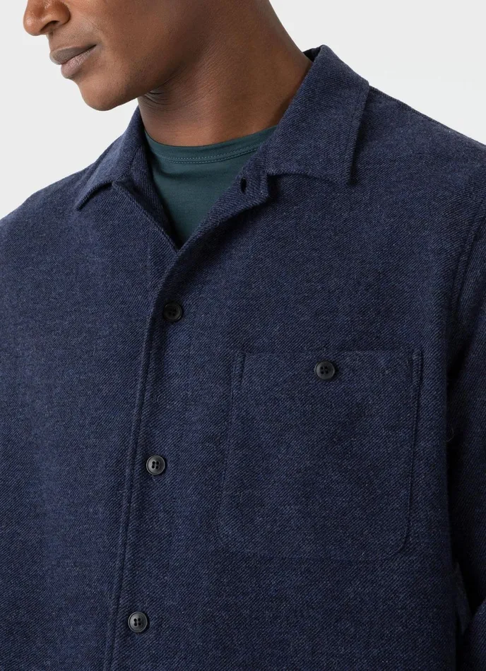 Heavy Flannel Overshirt Light Navy Men SUNSPEL Shirts