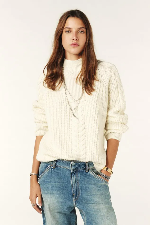 High Collar Sweater Trecy OffWhite Women Baandsh Sweaters and Cardigans