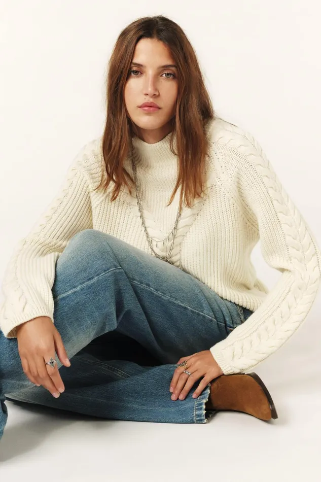 High Collar Sweater Trecy OffWhite Women Baandsh Sweaters and Cardigans