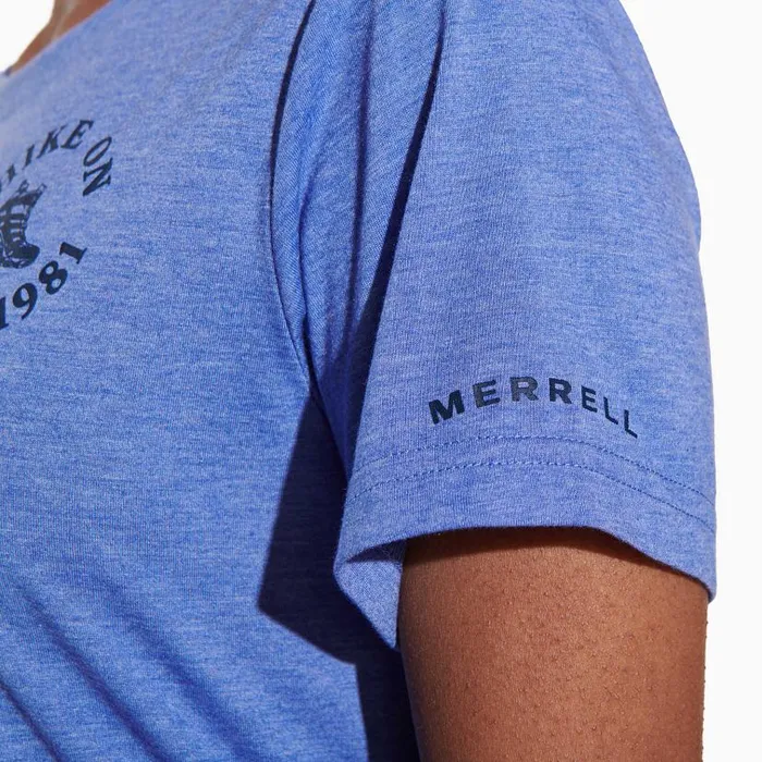 Hike On Tee Baja Blue Heather Women Merrell Tops Hike On Tee Baja Blue Heather Women Merrell Tops