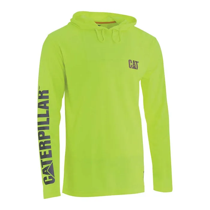 Hivis Upf Hooded Long Sleeve Tee Yellow Men Cat Footwear Tops and Outerwear