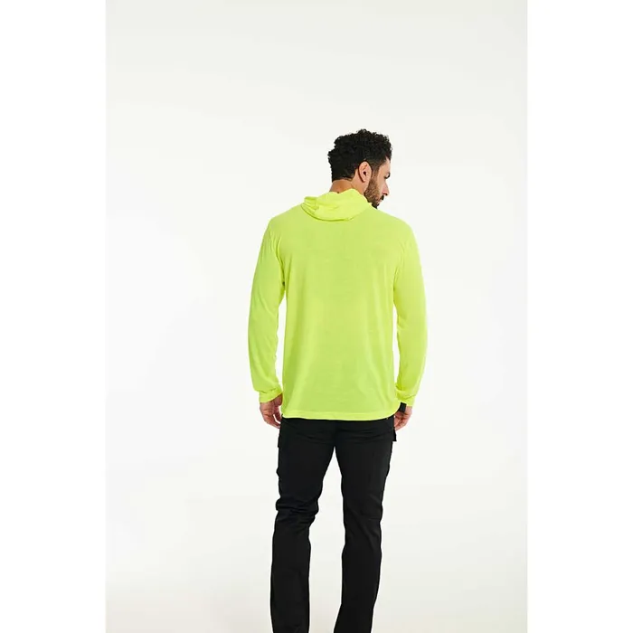 Hivis Upf Hooded Long Sleeve Tee Yellow Men Cat Footwear Tops and Outerwear