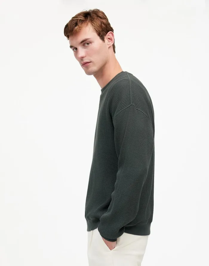 Hoodies and Sweatshirts Men Madewell Cotton Thermal Sweatshirt Industrial Green