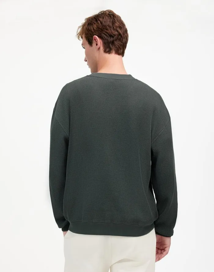 Hoodies and Sweatshirts Men Madewell Cotton Thermal Sweatshirt Industrial Green