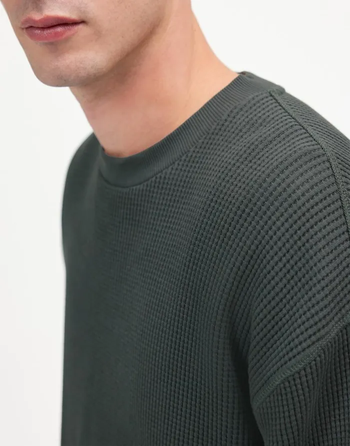 Hoodies and Sweatshirts Men Madewell Cotton Thermal Sweatshirt Industrial Green