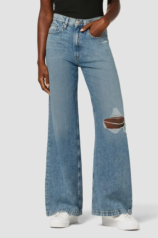Hudson Jeans Petite Inseams Jodie HighRise Loose Wide Leg Petite Jean Thunder Destructed 8211 Women Hudson Jeans Petite Inseams Jodie HighRise Loose Wide Leg Petite Jean Thunder Destructed 8211 Women