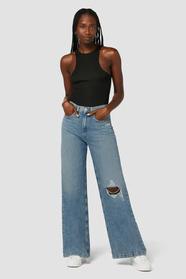 Hudson Jeans Petite Inseams Jodie HighRise Loose Wide Leg Petite Jean Thunder Destructed 8211 Women Hudson Jeans Petite Inseams Jodie HighRise Loose Wide Leg Petite Jean Thunder Destructed 8211 Women