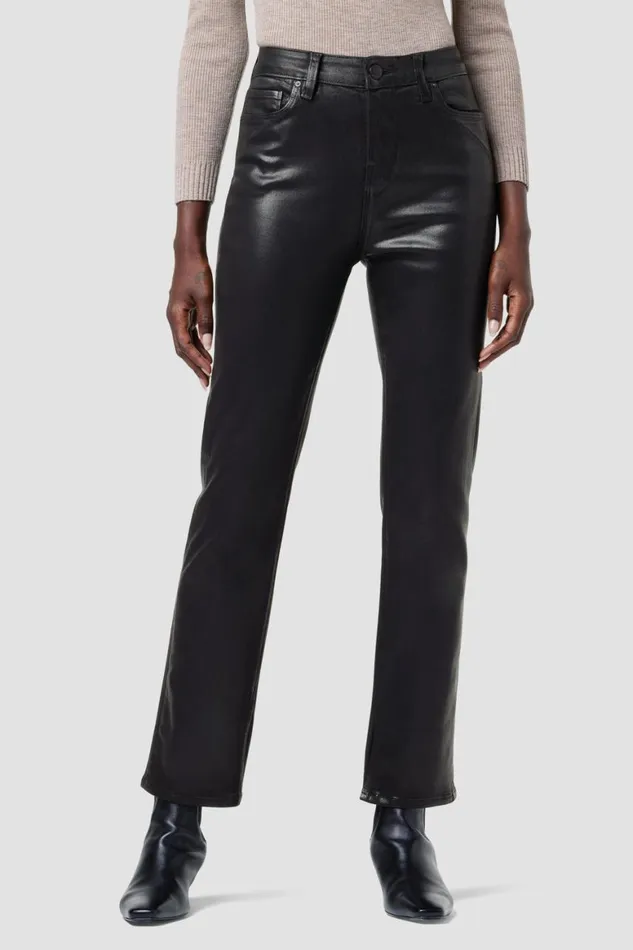 Hudson Jeans Straight Nico MidRise Straight Ankle Jean W Slit Hem Coated Black Beauty 8211 Women Hudson Jeans Straight Nico MidRise Straight Ankle Jean W Slit Hem Coated Black Beauty 8211 Women
