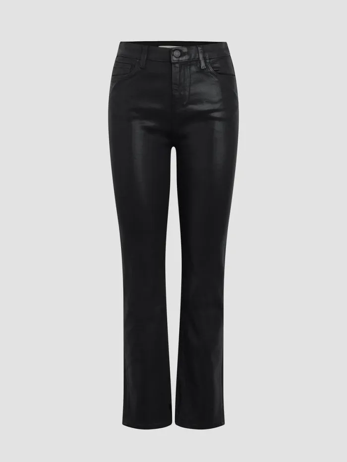Hudson Jeans Straight Nico MidRise Straight Ankle Jean W Slit Hem Coated Black Beauty 8211 Women