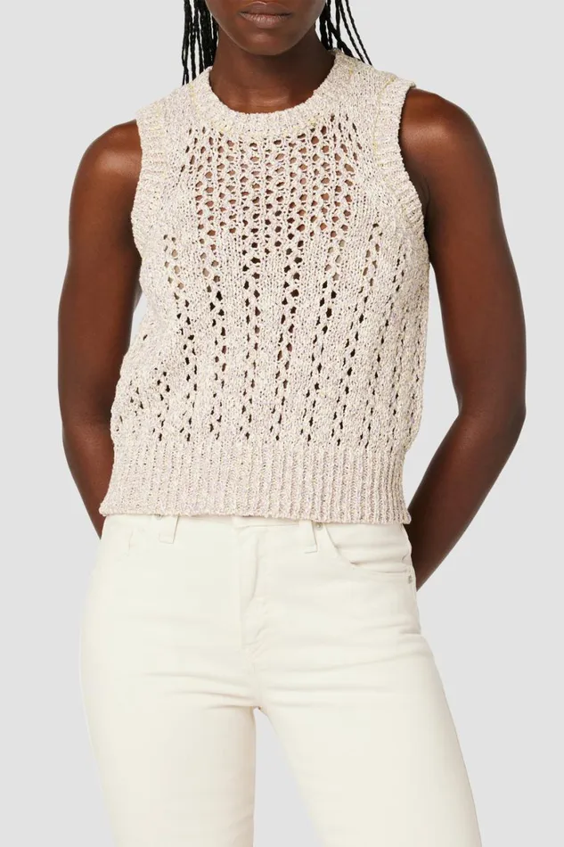 Hudson Jeans Tops and Sweaters Crewneck VStitch Sweater Tank Light Wisteria Multi 8211 Women