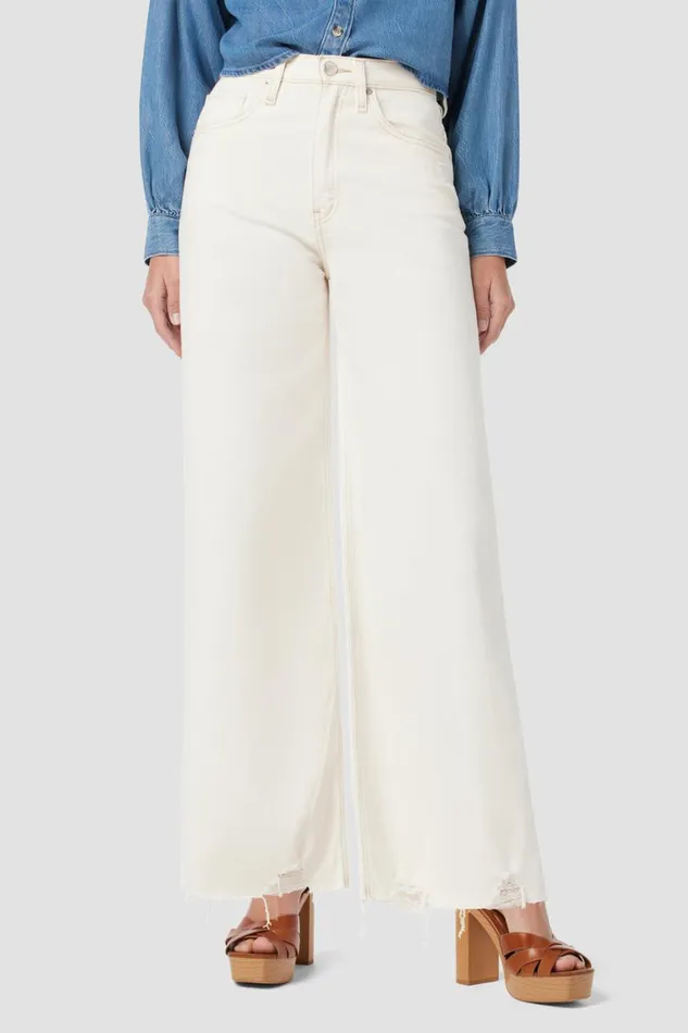 Hudson Jeans Wide Leg James HighRise Wide Leg Crop Jean Ecru Destructed Hem 8211 Women Hudson Jeans Wide Leg James HighRise Wide Leg Crop Jean Ecru Destructed Hem 8211 Women